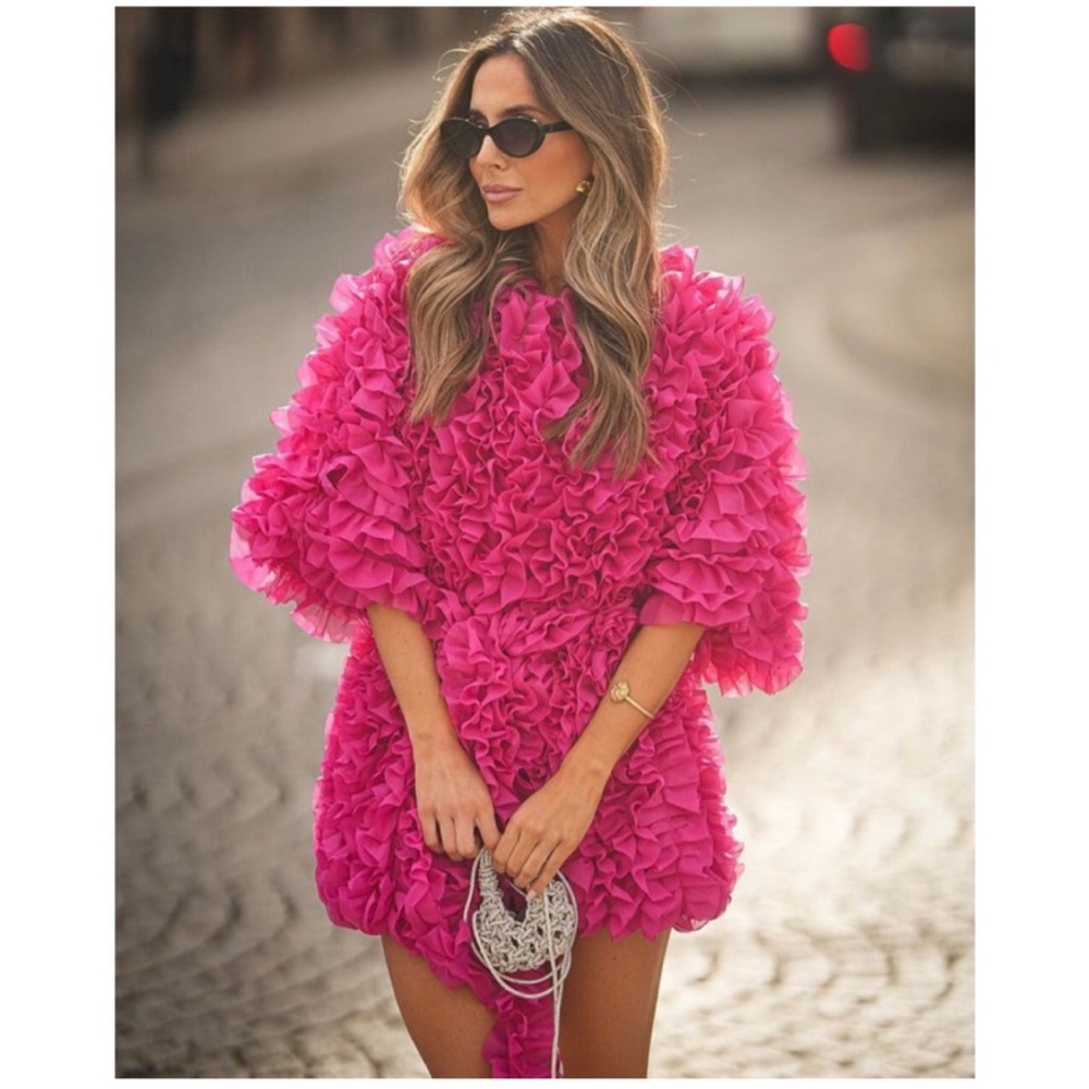 NWT Zara Ruffled Knit Coat